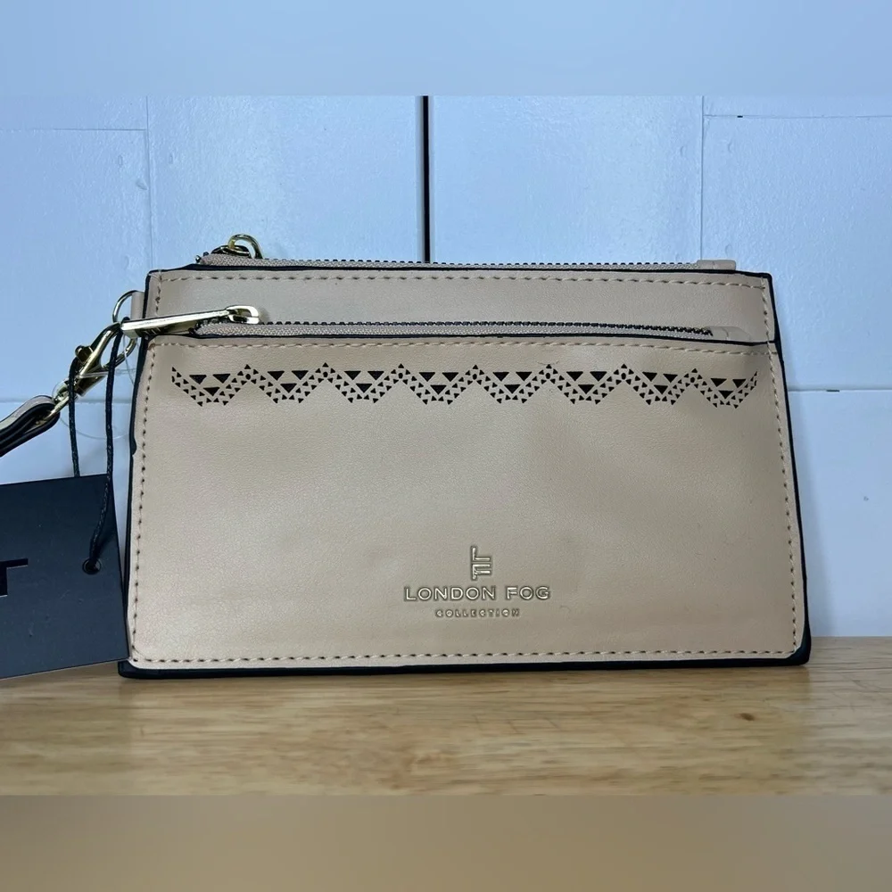 NWT London Fog HANNAH LASER CUT WRISTLET DOUBLE ZIP LATTE (tan)